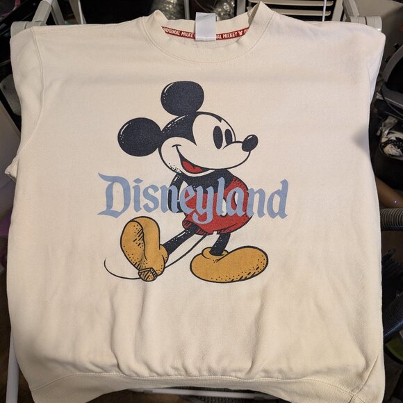 Disneyland Walt Disney World Mickey Mouse Large Sweatshirt Cream Pullover - Picture 3 of 8